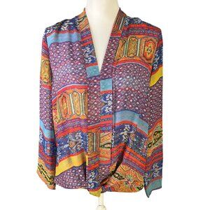 Peck & Peck multicolor sheer 3/4 sleeve Boho  top Size M